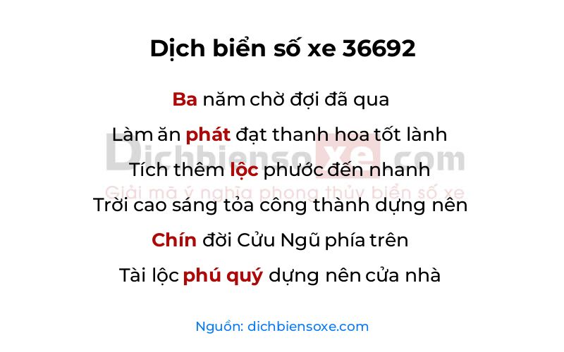 Dịch thơ biển số 36692