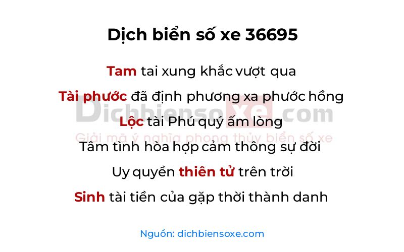 Dịch thơ biển số 36695