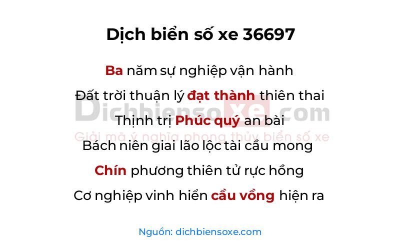 Dịch thơ biển số 36697