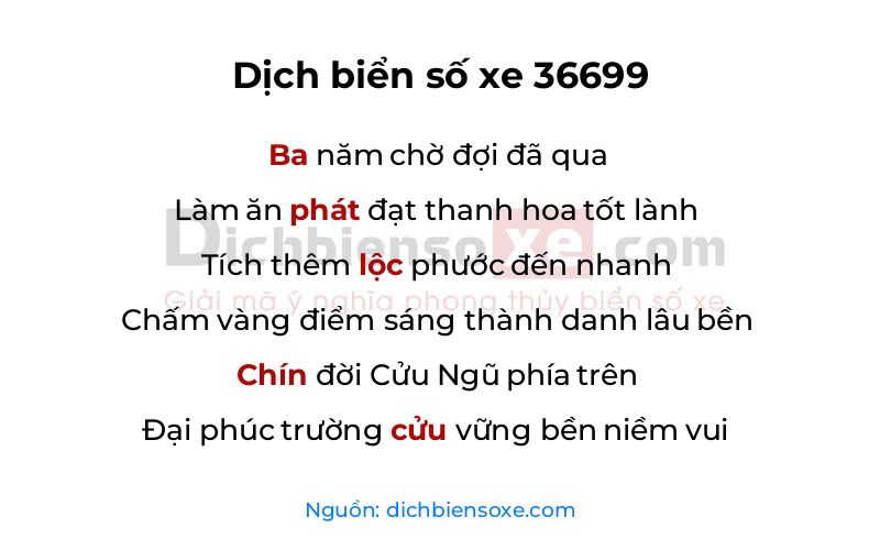 Dịch thơ biển số 36699