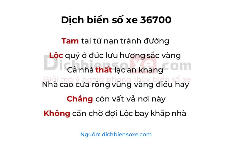 Dịch thơ biển số 36700
