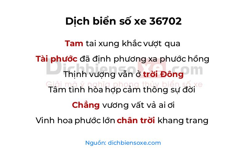 Dịch thơ biển số 36702