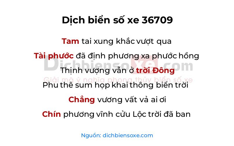 Dịch thơ biển số 36709