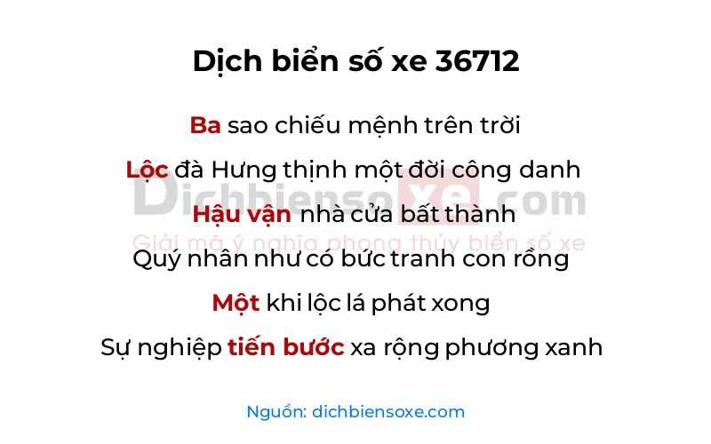 Dịch thơ biển số 36712