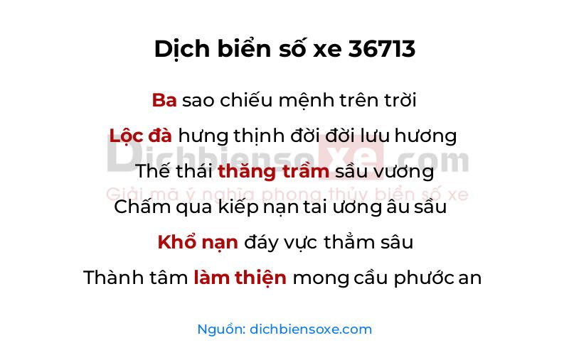 Dịch thơ biển số 36713