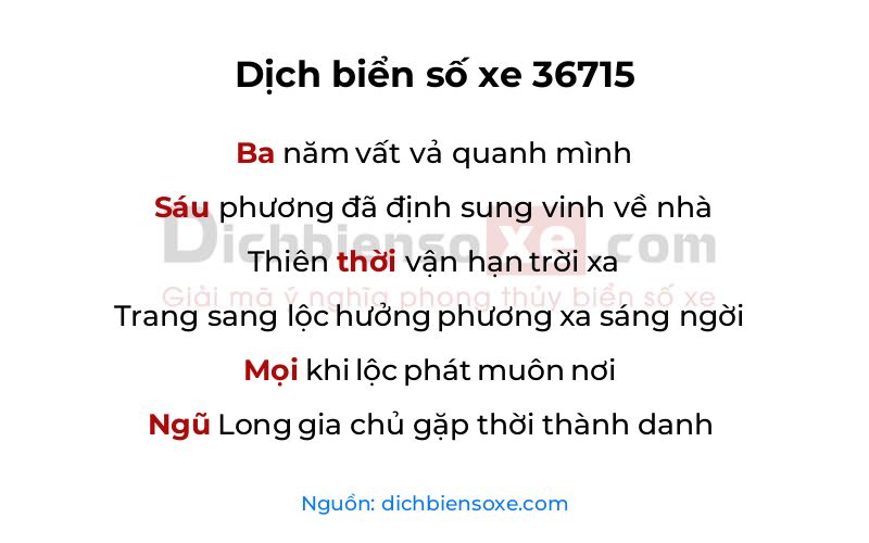 Dịch thơ biển số 36715