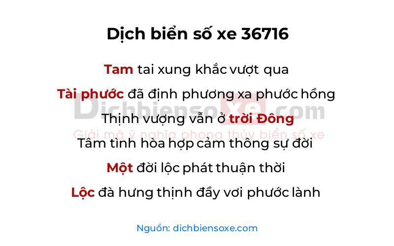 Dịch thơ biển số 36716