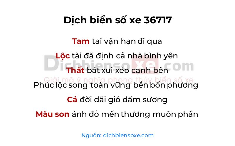 Dịch thơ biển số 36717