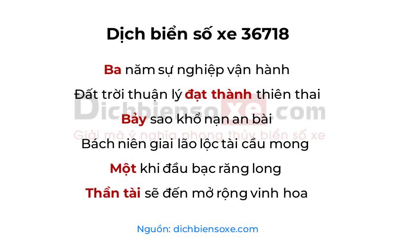 Dịch thơ biển số 36718