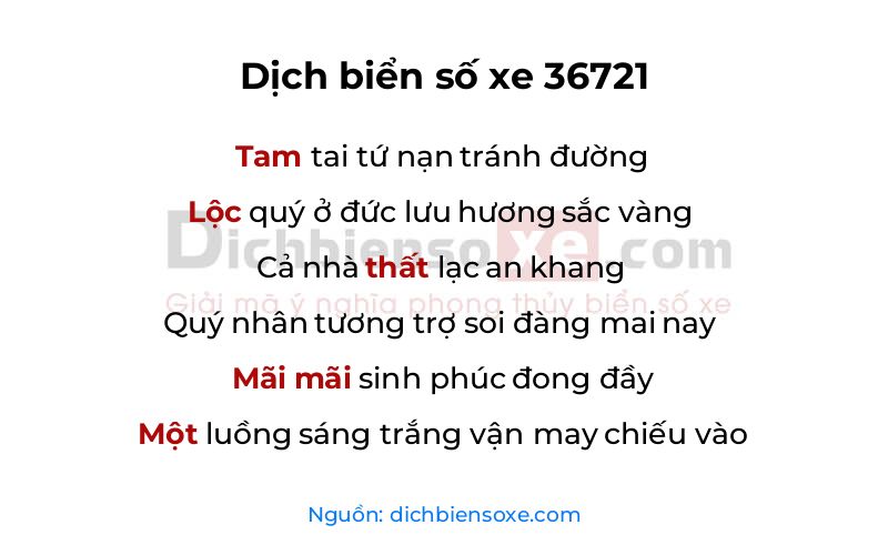 Dịch thơ biển số 36721