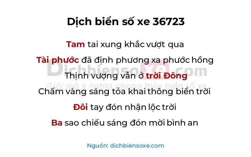 Dịch thơ biển số 36723