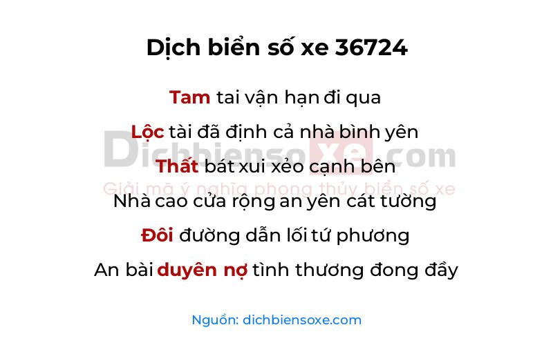 Dịch thơ biển số 36724