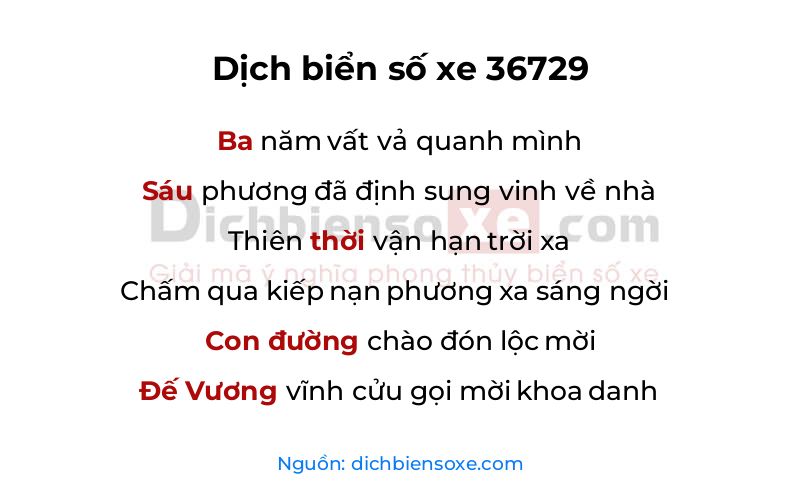 Dịch thơ biển số 36729
