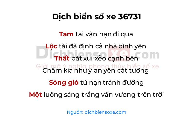 Dịch thơ biển số 36731