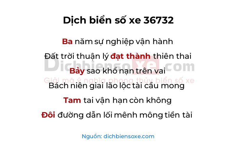 Dịch thơ biển số 36732