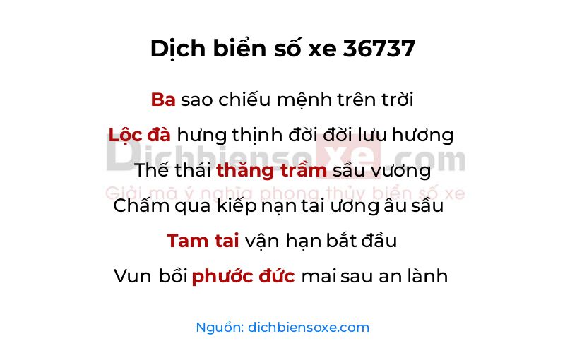 Dịch thơ biển số 36737