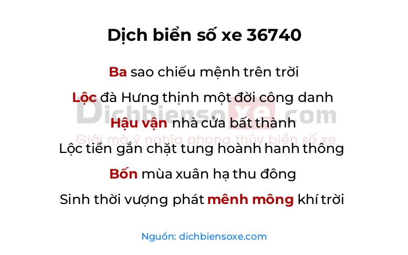 Dịch thơ biển số 36740