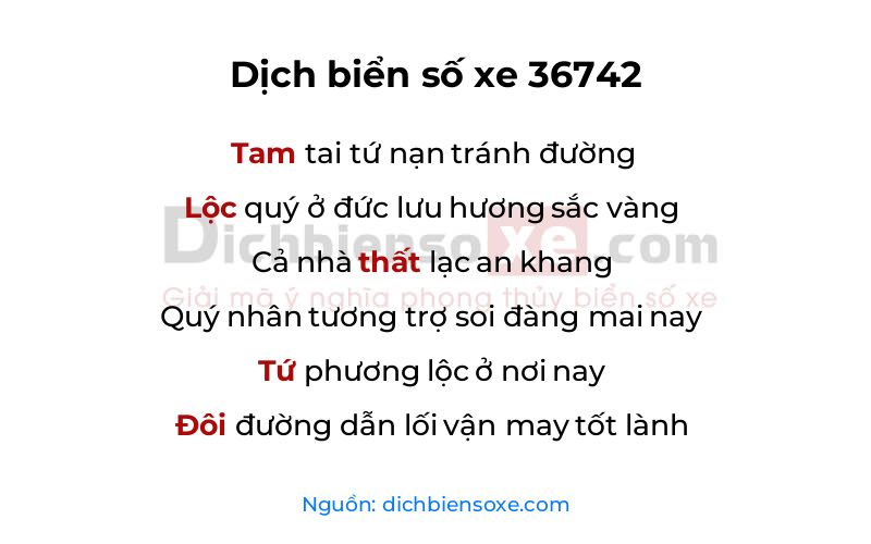Dịch thơ biển số 36742