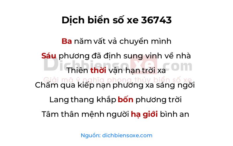 Dịch thơ biển số 36743