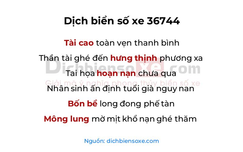 Dịch thơ biển số 36744