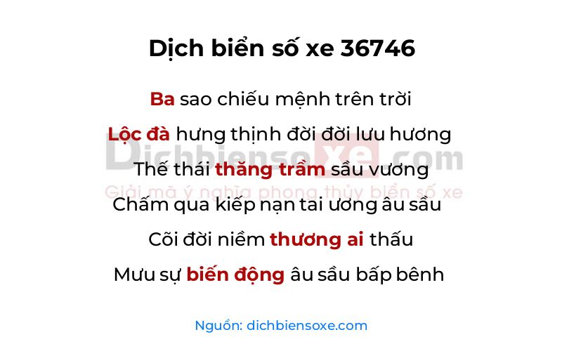 Dịch thơ biển số 36746