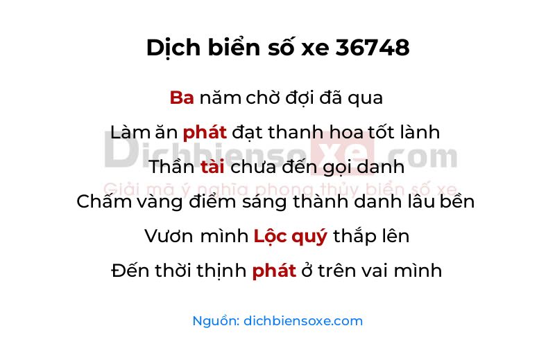 Dịch thơ biển số 36748