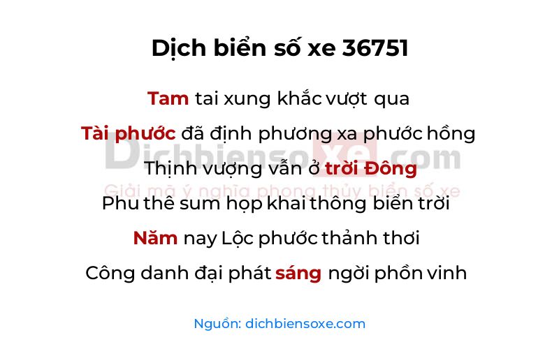 Dịch thơ biển số 36751
