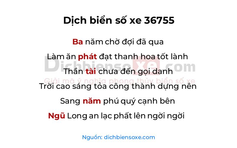 Dịch thơ biển số 36755