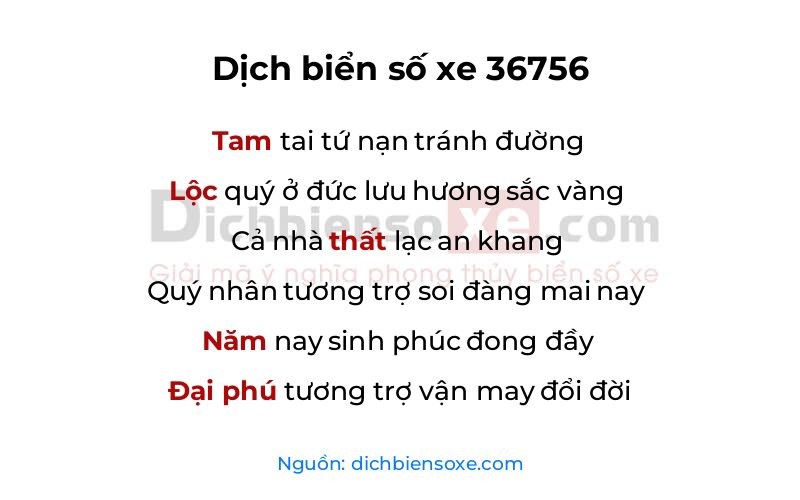 Dịch thơ biển số 36756