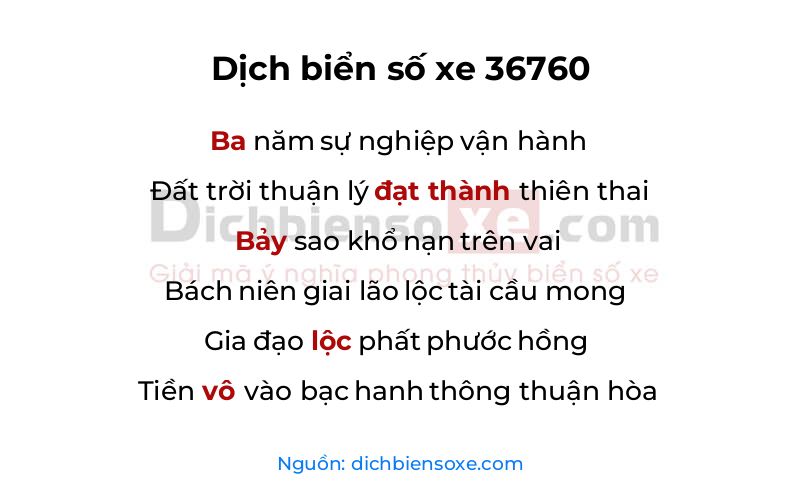 Dịch thơ biển số 36760