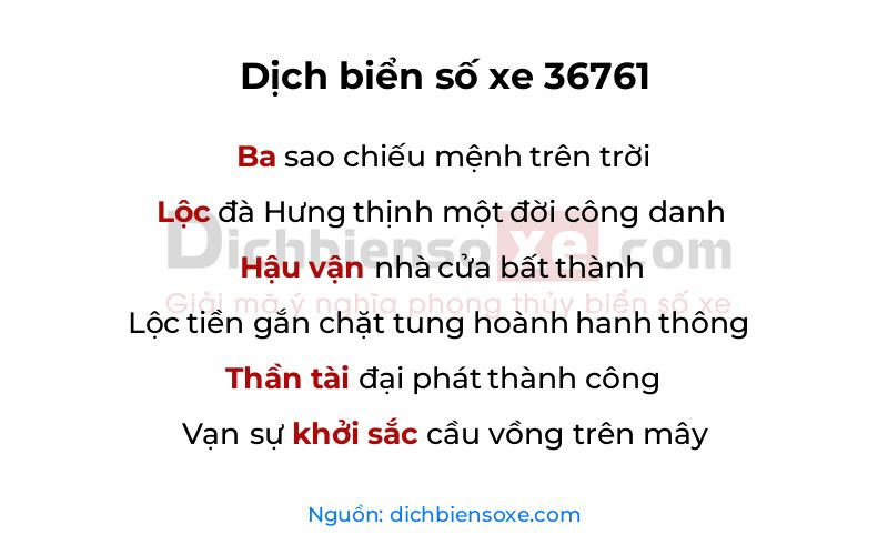 Dịch thơ biển số 36761