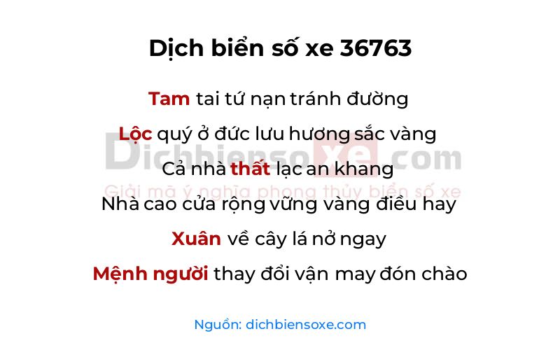Dịch thơ biển số 36763