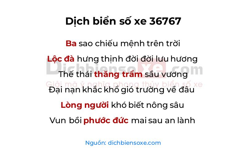 Dịch thơ biển số 36767