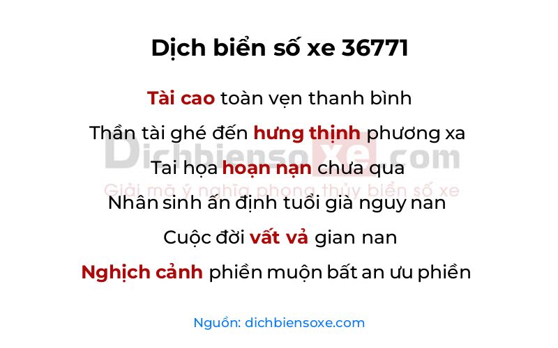 Dịch thơ biển số 36771