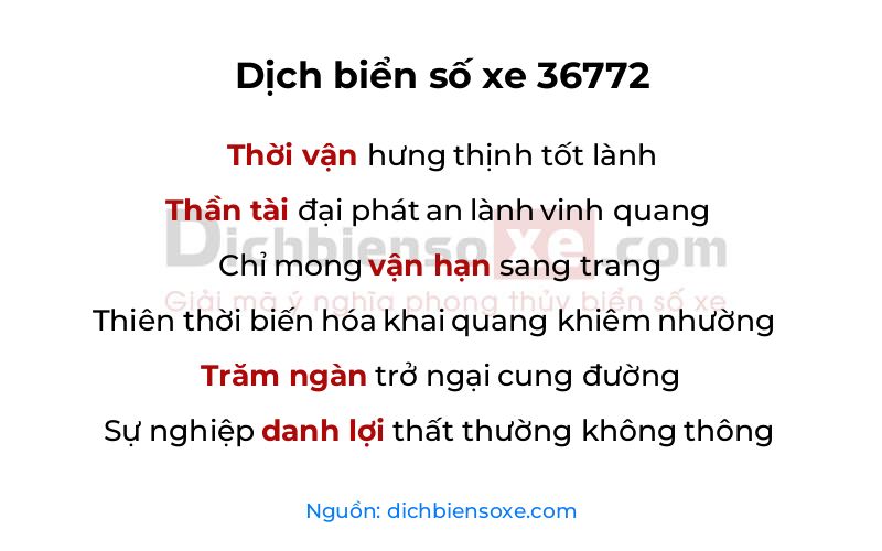 Dịch thơ biển số 36772