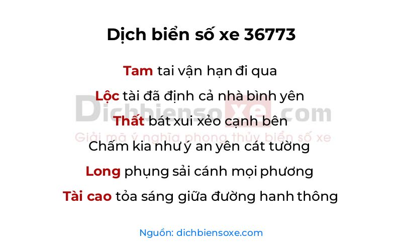 Dịch thơ biển số 36773
