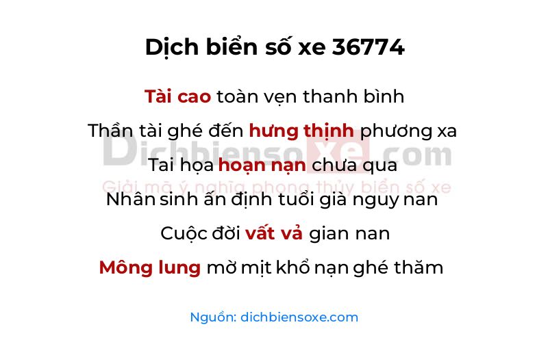 Dịch thơ biển số 36774