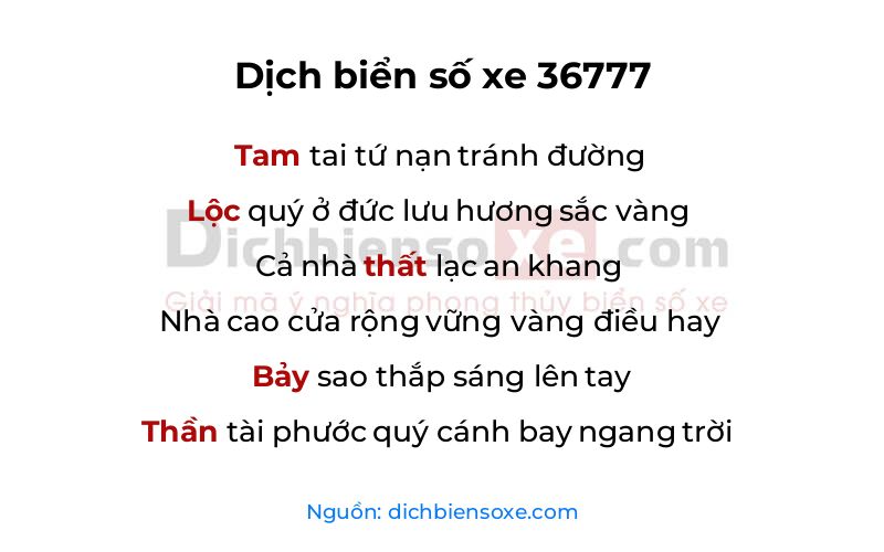 Dịch thơ biển số 36777