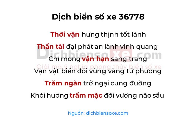 Dịch thơ biển số 36778