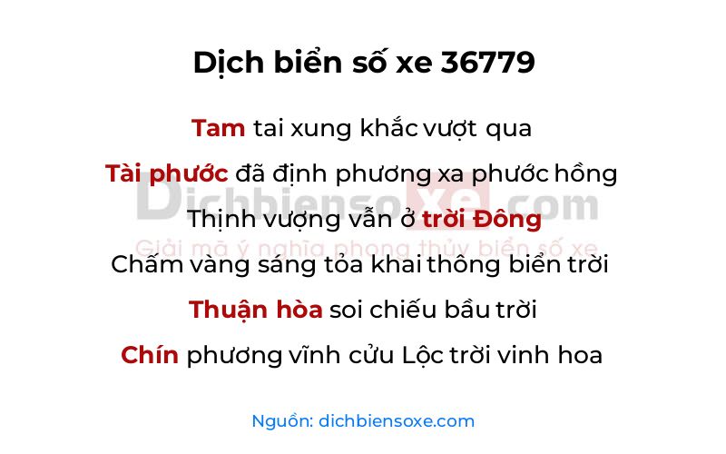 Dịch thơ biển số 36779