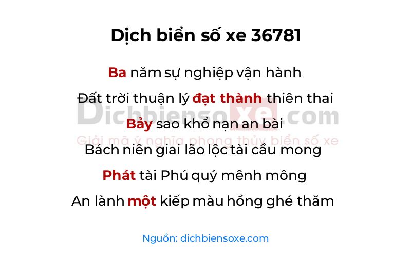 Dịch thơ biển số 36781