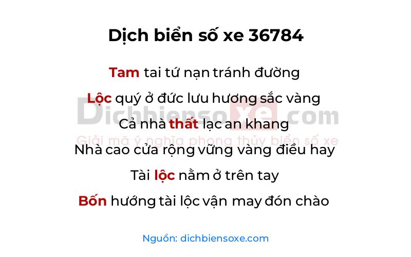 Dịch thơ biển số 36784