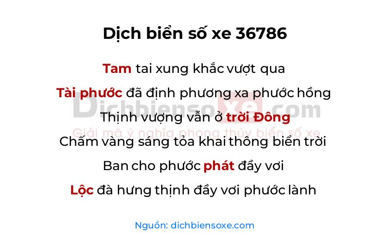 Dịch thơ biển số 36786