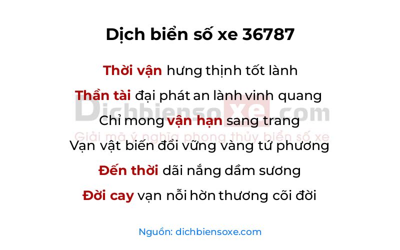 Dịch thơ biển số 36787
