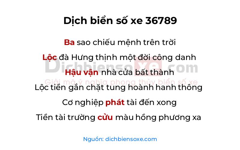 Dịch thơ biển số 36789