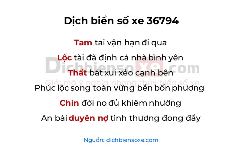 Dịch thơ biển số 36794