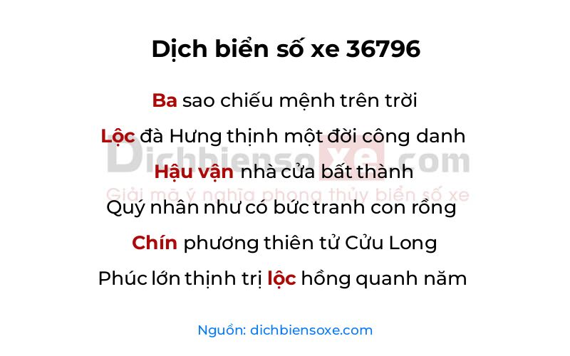 Dịch thơ biển số 36796