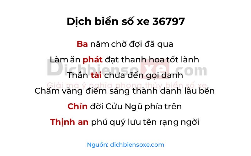 Dịch thơ biển số 36797