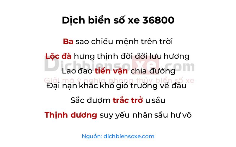 Dịch thơ biển số 36800