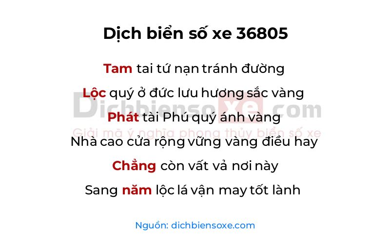 Dịch thơ biển số 36805